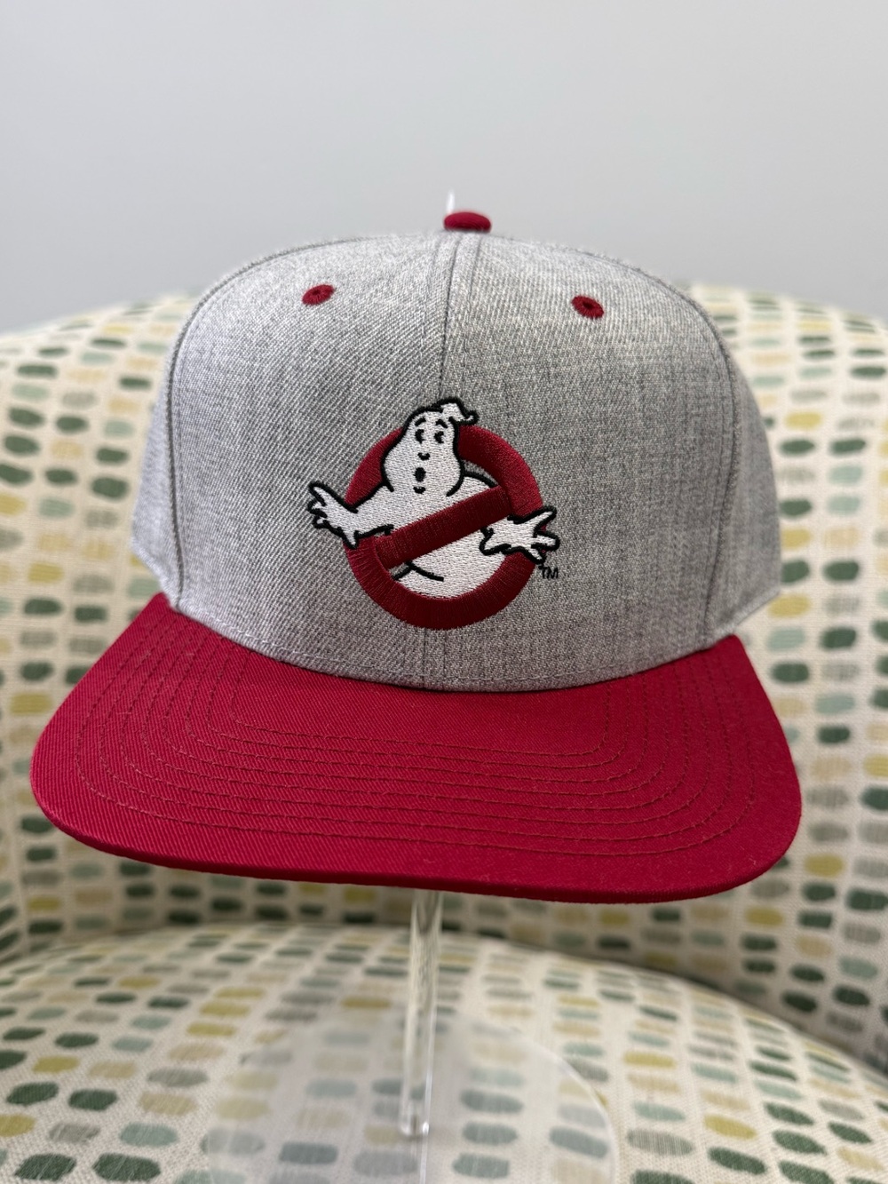 Grey and Red Ghostbusters Logo Snapback Hat